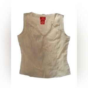 oscar de la renta beige ruffle tank top